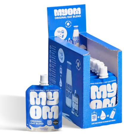 MYOM Oat Milk-Free Drink Premix - Makes 6 Litres - 12 Pouches | Oat Milk-Free Drink Premix, Vitamin D3, B12 & Iodine, Low Sugar, Vegan, Dairy Free & Plant-Based