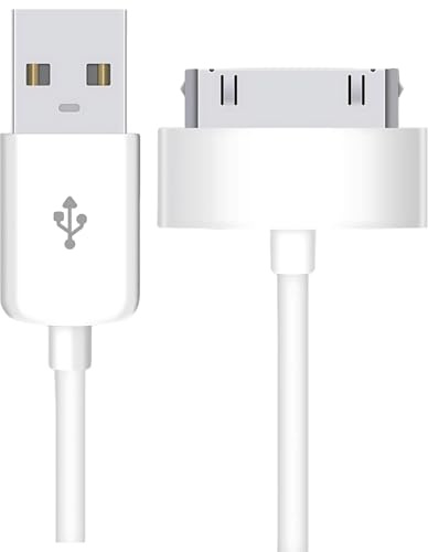 pluX USB auf 30 Pin Ladekabel, Ladekabel für iPod, Schnellladekabel Datenkabel kompatibel mit iPhone 4/4S/3G/3GS, iPad 1/2/3, iPod Touch 1/2/3/4, iPod Classic 1/2/3, alte 30-polige Geräte 1M, Weiß