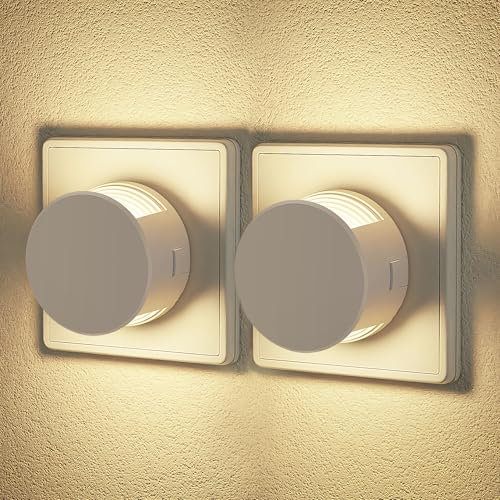 JandCase Luz Nocturna, 2 Piezas Lampara Bebe Noche con Sensor Crepuscular, 3 Niveles de Brillo Ajustables, 3000K Blanco Cálido, Luz de Noche Enchufe para Habitación Bebé, Dormitorio, Pasillos, Sala