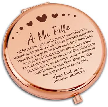 Cadeau Fille, Miroir de Poche élégant, Cadeau Anniversaire, Idee Cadeau, Cadeaux d'anniversaire de Graduation pour Fille, Cadeau 18 Ans Fille, Cadeau Mariage, Cadeau pour Fille Noël Saint Valentin