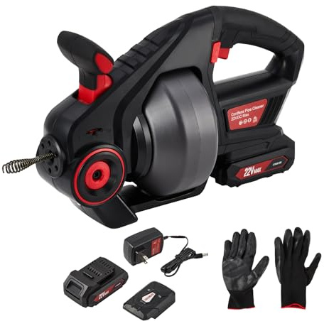 Serpente elettrico per scarico idraulico, 7,6 m, rimozione intasamento di scarico serpente per sbloccare WC, fogna, bagno, tubi di scarico del lavandino (batterie incluse)