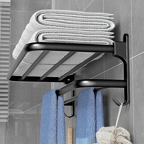Handtuchhalter, 60cm Klappbarer Handtuchhalter für das Bad, Handtuchhalter aus Aluminium für das Badezimmer ohne Stanze, Wandmontierter Handtuchhalter für das Bad
