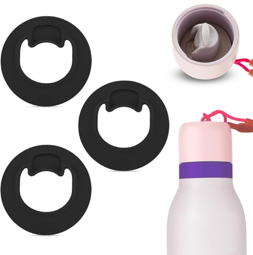 BOXOB 3 Stück Wasserflaschen-Stoppersatz für Owala FreeSip Twist 18oz 24oz, BPA-Frei Silikon-Dichtung Oberteil-Zubehör für Owala FreeSip Twist Serie (Schwarz)