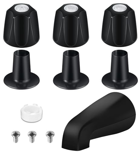 Tub Shower Trim Kit, Matte Black 3 Piece Shower Knob and Bath Tub Spout, for Price/Pfister Verve 3 Handles and Tub Shower Faucet, for 1/2'' Pipe MALE Thread Connection, 3/4'' IPS Pipe Inside Thread