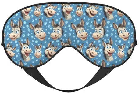 Augen-Schlafmaske für Damen und Herren, niedliches Pferd, Cartoon-Druck, verstellbare Schnalle, Reise-Augenmasken für Schlafmaske, Verdunkelung, bequeme Schlafmaske für Damen und Herren, lustige