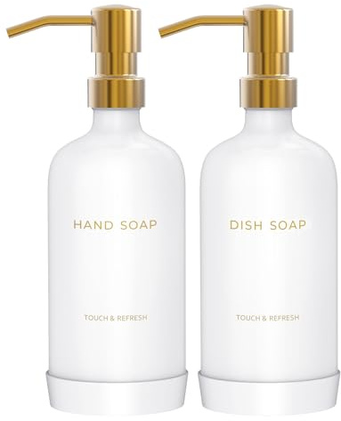 Kitchen Soap Dispenser with Non-Slip Protective Silicone Pad - Hand and Dish Soap Dispenser for Kitchen,Modern Kitchen Decor & Accessories. (Gold)