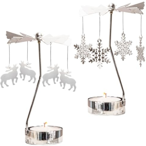 VICASKY Metal Rotating Candlestick Holder Windmill Decorative Candle Carousel Creative Carousel Candle Stand