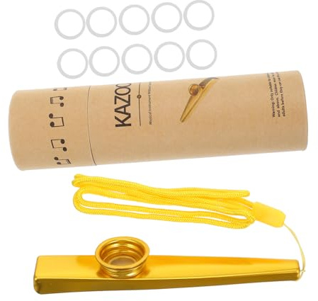 FUTUREORYY Metal Kazoo für Goldenem Kazoo Flötenrohr und Membran Diaphragmen Kompaktes Leichtes Musikinstrument Einfach für Unterwegs