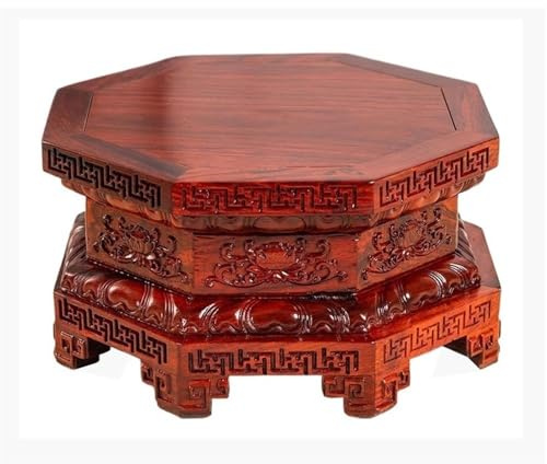 Lizhuzhuzs28 Home Octagonal Plant Stand Wooden Vase Base Redwood Flower Potted Plant Bonsai Holder Decorative Base(Medium)