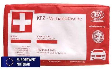 IEA Medical Kit di pronto soccorso per auto (45 pezzi) | Kit di emergenza per auto, kit di pronto soccorso