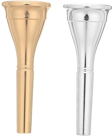 Toyvian 2 Stück Mundstück für Horn aus Metall in Gold und Silber Allgemein Einsetzbar für Musikalische Proben und Bühnenauftritte Ersatzmundstück
