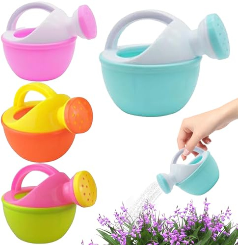 Jorzer 4 regaderas de Juguete de 9, 9 x 8, cm, Coloridas, para niños pequeños, con aspersor, para jardinería, para Interiores y Exteriores, para Playa, Arena, Ducha y baño, en Colores aleatorios..