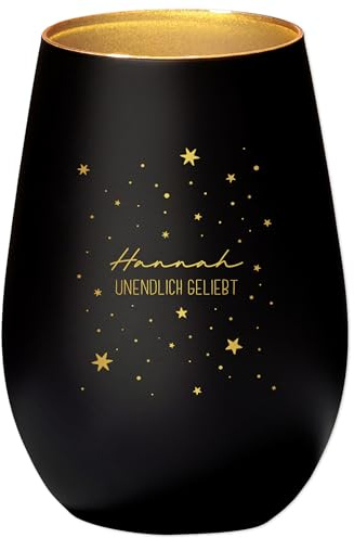 Andenken Sternenkinder Erinnerung personalisiertes Trauergeschenk Windlicht Trauerlicht Trauer Geschenk Trauerkerze Gedenkkerze (Schwarz)