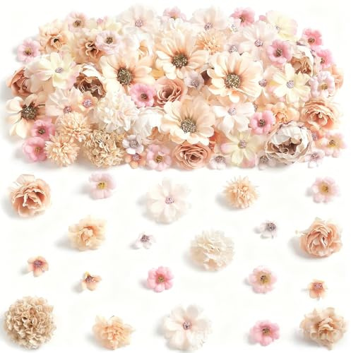 Mecmbj Künstliche Blumen, Kunstblumen zum Basteln, Seidenblumen Deko Blumen | 50 Stücke Kunstblumen Blumenköpfe, Künstliche Blumen, Kunstblumen Deko für DIY Basteln Scrapbooking Hochzeit Party Handwerk