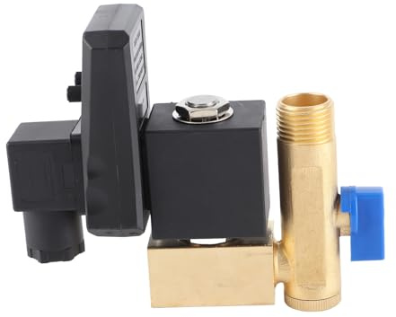 Badafaci Automatic Drain Valve G1/2 DN15 Electronic Timed Drain Valve with Adjustable Interval and Discharge Time for Air Compressor Condensate Management (Yellow)