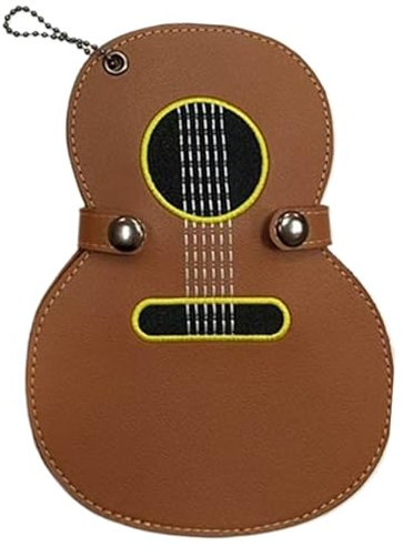 Generico Gitarr Plektrumhållare | Plekterarrangör med 17 fack | PU läder nyckelring för plektrum | för musiker gitarr elbas ukulele, Brun, Fare riferimento alla descrizione, Se beskrivningen