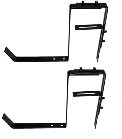 HEIBTENY Soporte de hierro para maceta para balcón o alféizar de la ventana, soporte ajustable para plantas colgante sin taladrar con soporte resistente a la intemperie, diseño de suspensión de valla