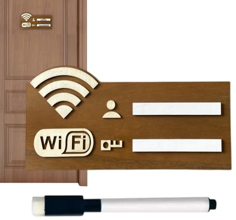 Protezione Password WiFi | Scheda WiFi Riutilizzabile | Cartello In Legno Con Pennarello | Decorazione Murale Autoadesiva Per Casa, Ufficio, Bar, Display Di Rete Per Ospiti
