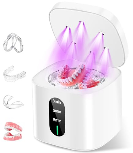 Ultraschallreinigungsgerät für Zahnschiene, Ultraschallreiniger 45kHz Dental Pod mit 3 Reinigungsmodi & 200ML Kapazität, Ultrasonic Cleaner für Retainer, Zahnersatz, Aligner, Prothesen, Schmuck