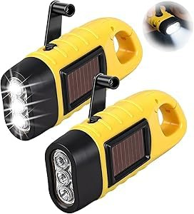 2 Piezas Solar Emergency Lights, Wind-up Flashlight, Linterna de Manivela