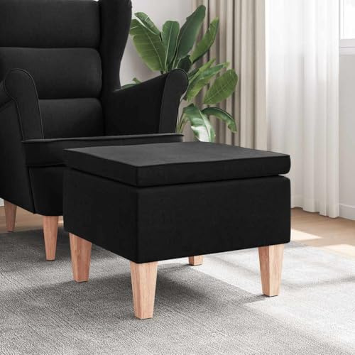 Sgabello con gambe in legno nero, tessuto imbottito, 52 x 52 x 42 cm, sgabello pieghevole, salvaspazio, per cucina, balcone, giardino, soggiorno, con seduta stabile e comoda imbottitura