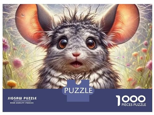 Topo dalle Grandi Orecchie Puzzle 1000 Pezzi Carta Puzzle per Adulti Prato Fiorito Gioco di Puzzle 1000 Pezzi Decorazione Regalo 52x38cm/1000pcs