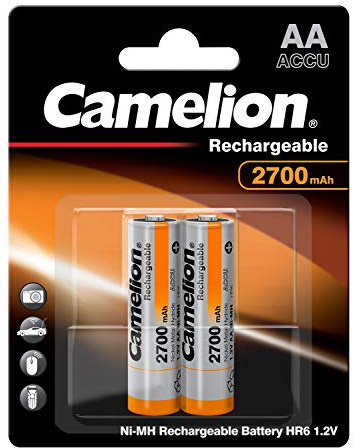 Camelion 17027206 Akku (NiMH, R6, Mignon, AA, 2700 mAh, inkl. Aufbewahrungsbox geeignet für 4 x Akkus) 2er-Pack