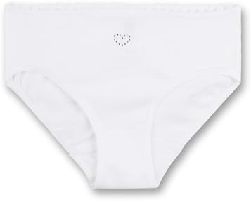 Sanetta Mädchen-Jazzpants weiß Herz | Hochwertige und nachhaltige Unterhose für Mädchen aus Bio-Baumwolle. Unterwäsche für Mädchen