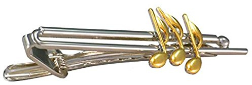 Musiknoten Krawattennadel Krawattenklammer Thema Musik music bicolor glänzend ca. 6,7 cm lang inkl. Geschenkbox - schönes Musiker-Accessoire für die Seidenkrawatte