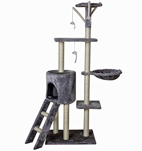 Kratzbaum Kletterbaum Katzenbaum Katzenkratzbaum Spielbaum Schlafplatz für Katzen mit Sisal Cat Tree für Katzen Katze 50 x 35 x 138 cm Farbe: hell grau (CAT001hg)