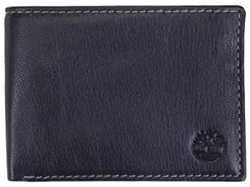 Timberland Men's RFID Blocking Wallet – Genuine Leather Passcase with Removable ID Holder, 6 Card Slots, 2 Billfold Pockets, Slim Design, Navy Blue, One Size