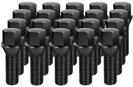 Dynofit M12x1.5 Aftermarket ET Lug Bolts Compaible with B-MW E82 E88 E91 E92 E93, 40mm Shank Extended Wheel Bolts Set for E36 E30 E90 E28 E34 E23, 12x1.5 Conical Seat Shiny Bolts/Studs for 15mm Spacer