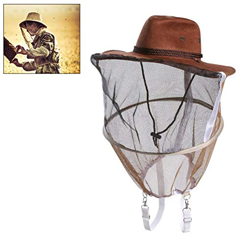 Rapoyo Imkerhut mit Schleier Poly Cotton Imkerei Schleier Imker Hut Moskito Fly Mask Cap Outdoor Angeln Kopf Netz Gesichtsschutz