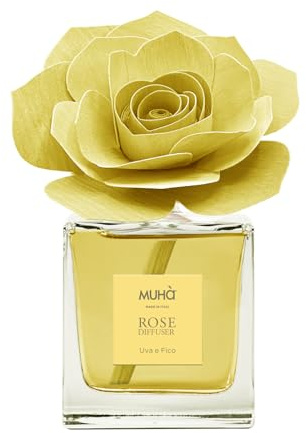 Muha' Profumatore d'ambiente rosa uva e fico 100 ml. | Profumatore per AmbientiDiffusore Ambiente con Rosa in Legno di Betulla