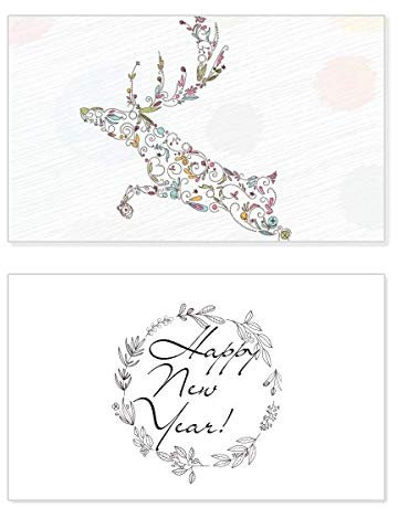 Weihnachtskarte mit Rentier-Motiv, Neujahrskarte