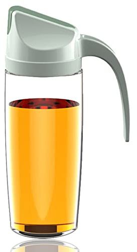 Olivenöl-Glasflasche mit Deckel und automatischem Verschluss, auslaufsicher, auslaufsicherer Ausgießer, Sojasauceflasche zum automatischen Öffnen und Schließen, Ölflasche, 600 ml, Grün