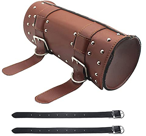 SaferCCTV Universal Motorrad-Lenker-Werkzeug, Motorrad-Werkzeugtasche, Gepäck-Satteltaschen, Lenkertasche, kompatibel mit Yamaha, Kawasaki, Suzuki, Ducati, PU-Leder, Braun