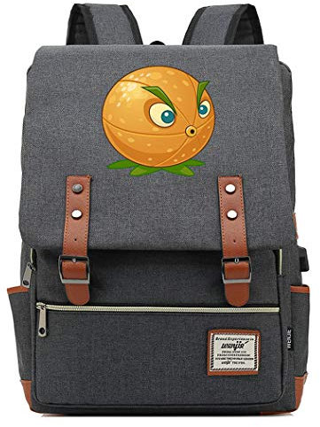 WANHONGYUE Spiel Plants vs. Zombies Backpack Vintage Schulrucksack Schulranzen Studententasche 15,6 Zoll Laptop Rucksack mit USB-Ladeanschluss Grey / 3