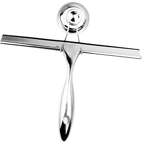 mdtep Kitchen Window Door Mirror Multifunctional Portable T-shaped Self Glass Stainless Steel Bathroom Shower Scraper Anti-rust Wall Mounted Yard wiper (Colore : Without Holes 2)