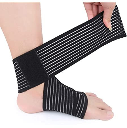 V&AMYA Fascia supporto per piede e caviglia, cavigliera elastica regolabile con strappo, per distorsioni, slogature e infortuni.