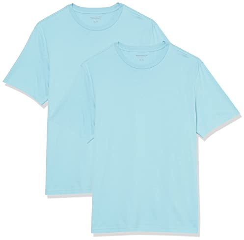 Amazon Essentials Men's T-Shirt Regular-Fit Short-Sleeve Crewneck, Pack of 2, Light Blue, 5X-Large Big