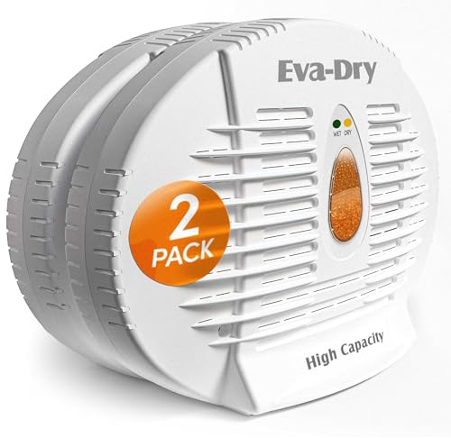 Eva-Dry E-500 Renewable Dehumidifier 2-Pack (6–8 oz Capacity Each), White – Ideal for Closets, Bathrooms, Safes, Boats, and RVs