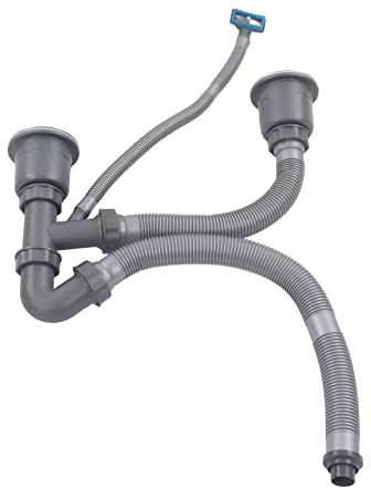 Naroote Drain D'Évier, Tuyau D'Évier, Kit De Vidange Universel pour Évier avec Double Tuyau D'Évacuation Rapide