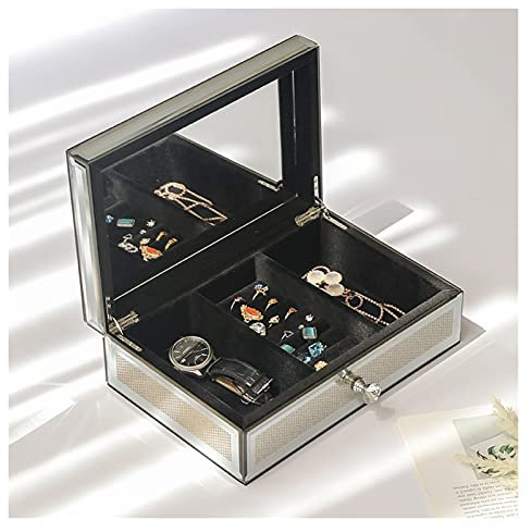 SUNESA Schmuckkästchen Luxus Silber zerquetscht Diamantglas verspiegelte Schmuckkasten Organizer Gold Diamant Lager Schmuckschatulle for Frauen Schmuck-Organizer