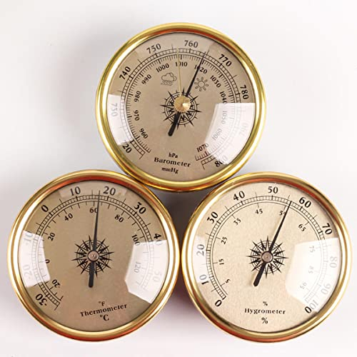 RUNLAIKEJI 3-in-1-Barometer-Thermometer, Hygrometer, Metall, rundes Zifferblatt, Barometer, Wetterstation, Angelbarometer, Barometer für Zuhause, drinnen und draußen