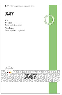 A5-Notizheft, kariert 5mm, mit schwarzem Umschlag, für das revolutionäre X47-Notizbuch mit auswechselbaren Heften