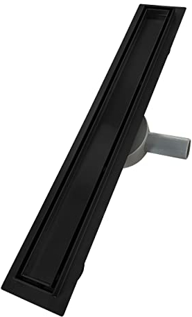 i-flair Duschrinne Bodenablauf 50 cm Duschablauf aus Edelstahl sehr flach - Siphon 360 Grad beweglich - Größen 50cm – 100cm Model B11 geschlossener Randablauf Schwarz