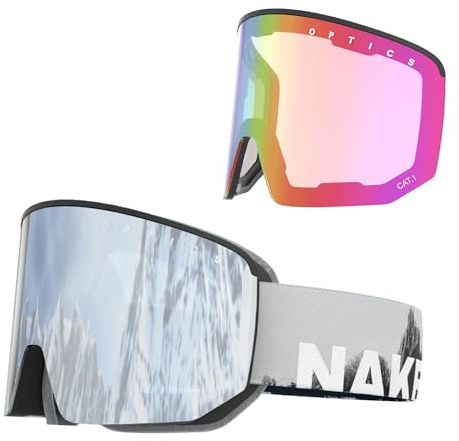 NAKED Optics The NOVA Occhiali da Sci per Uomo, Occhiali da Sci per Donna, Occhiali da Snowboard (NOVA Slate, + lente per maltempo inclusa)