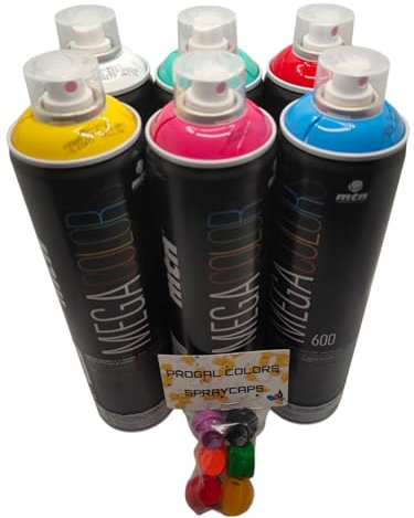 Sprayfarben-Set 6 x 600 ml Mega Colors + 6 Düsen