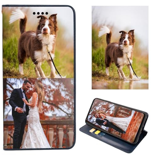 ZYLLER Personalisierte Hülle für Google Pixel 7a,Flip Leder Hülle Kartenfach Standfunktion Case,mit Eigenem Foto Bild Text Personalisiert Case,für Pixel 7a Handyhülle